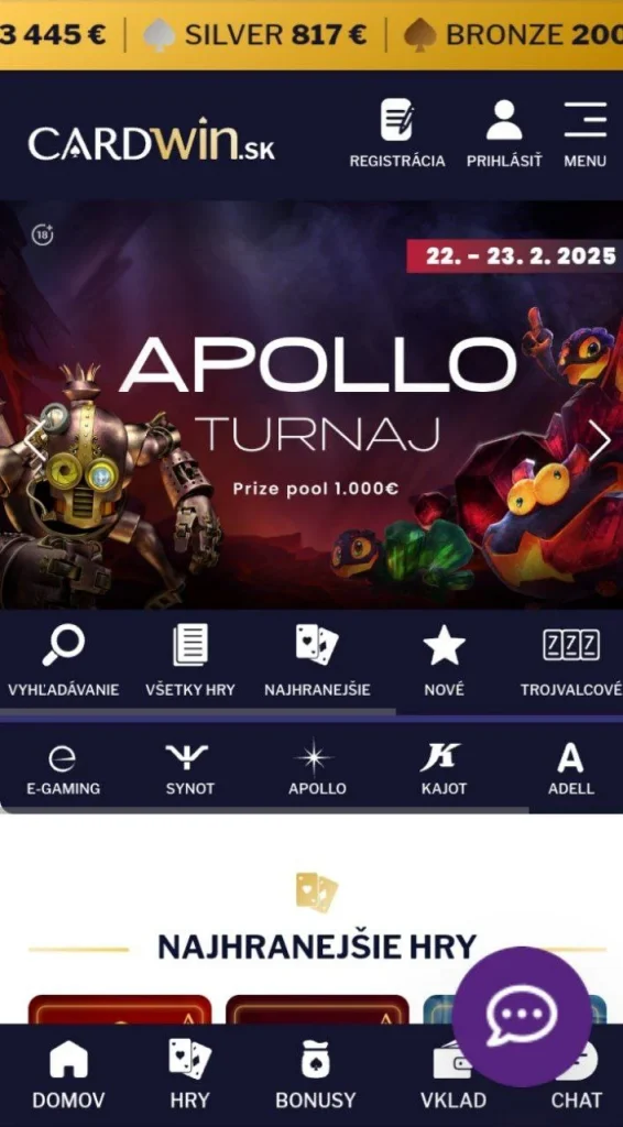 nové casino cardwin