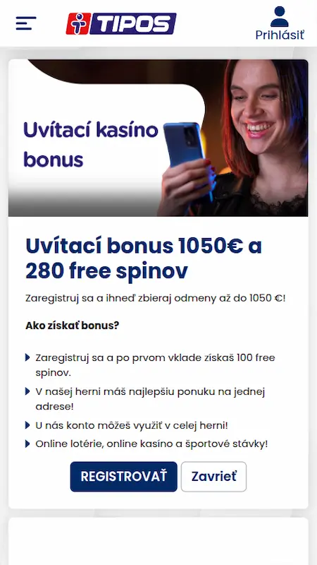 Kasíno eTipos Uvítací bonus z vklad 1 euro