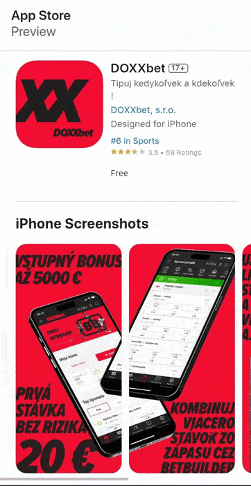 DOXXbet aplikácií pre iOS