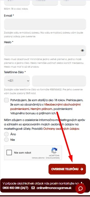 Overte svoje mobilné číslo.