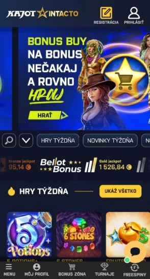 Kajot Intacto cashback casino bonusy